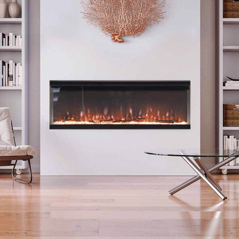 70/80-Inch 3-Sided Wall Mounted Electric Fireplace 12 Flame Colours