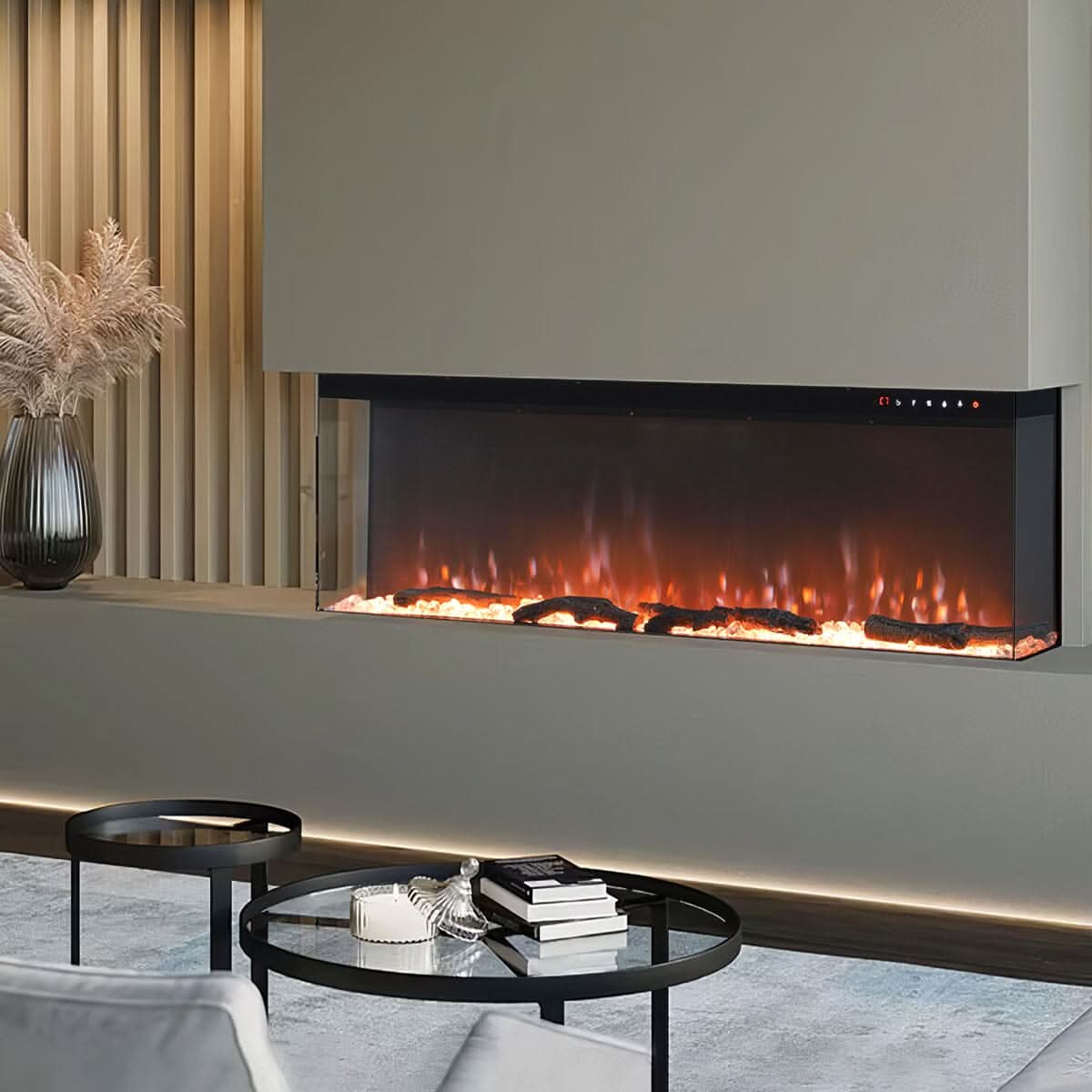 70/80-Inch 3-Sided Wall Mounted Electric Fireplace 12 Flame Colours