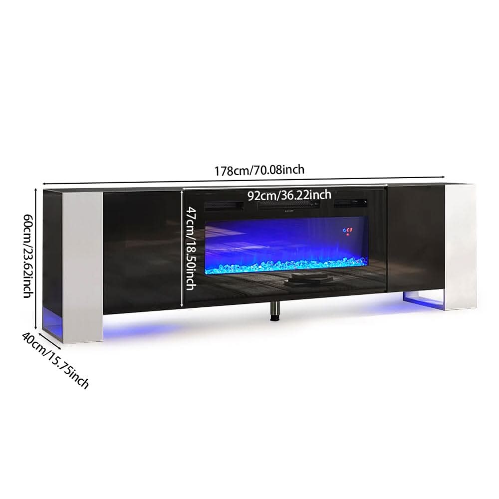 70inch W Modern LED TV Stand with 12 Colour Electric Fireplace