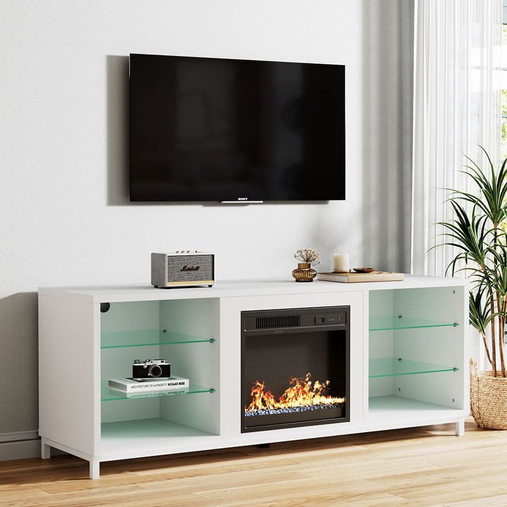 Freestanding TV Stand Entertainment Center with 18" Fireplace