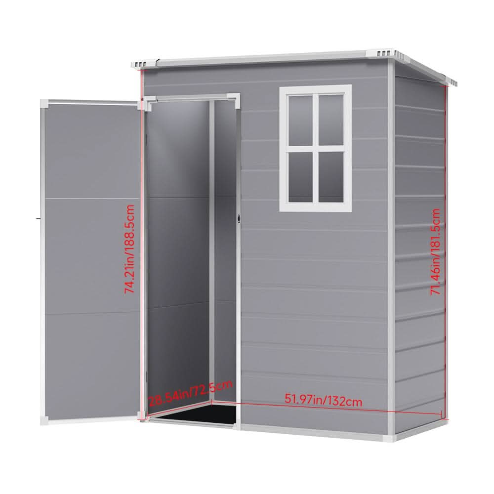4×2ft/ 4×3ft Plastic Outdoor Garden Storage Shed with Style A/B in Grey