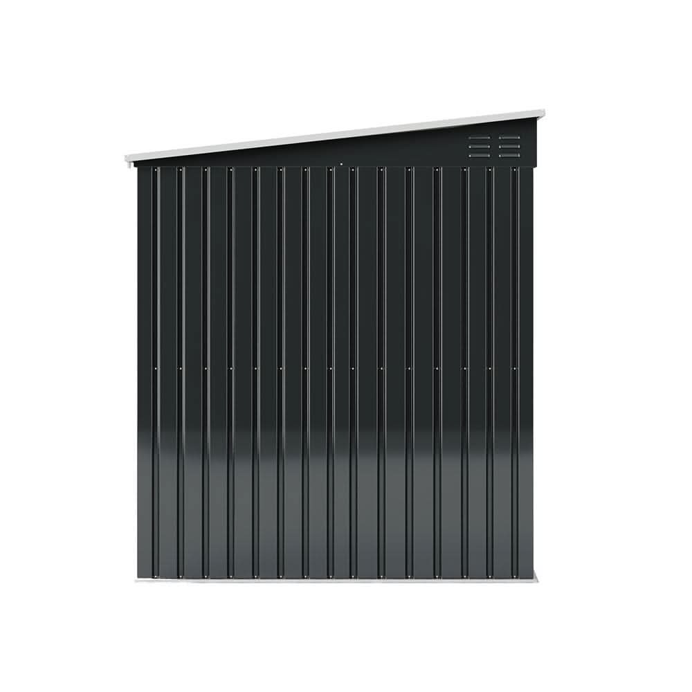 7X4ft/8.5X5.5ft/10x8ft Charcoal Black Storage Shed with Double Doors and Grid Window
