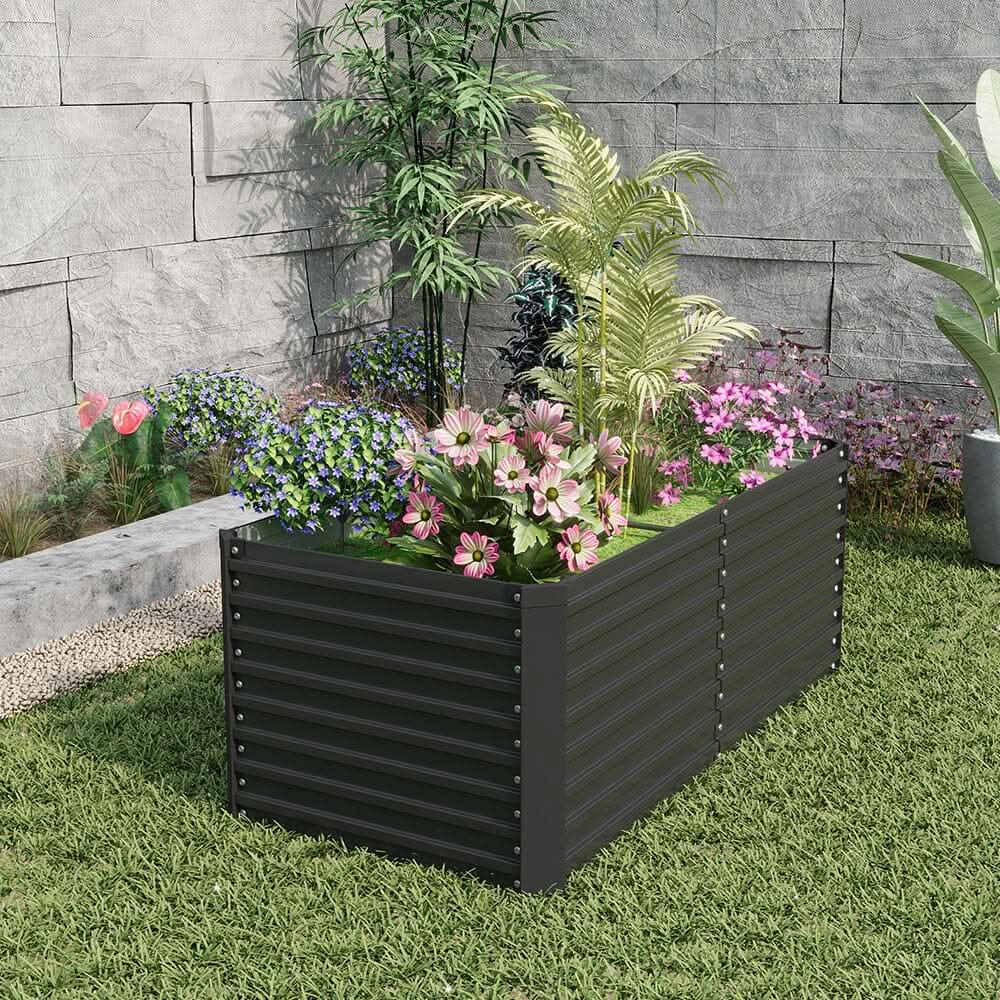 160×80×60CM Black Metal Raised Garden Bed