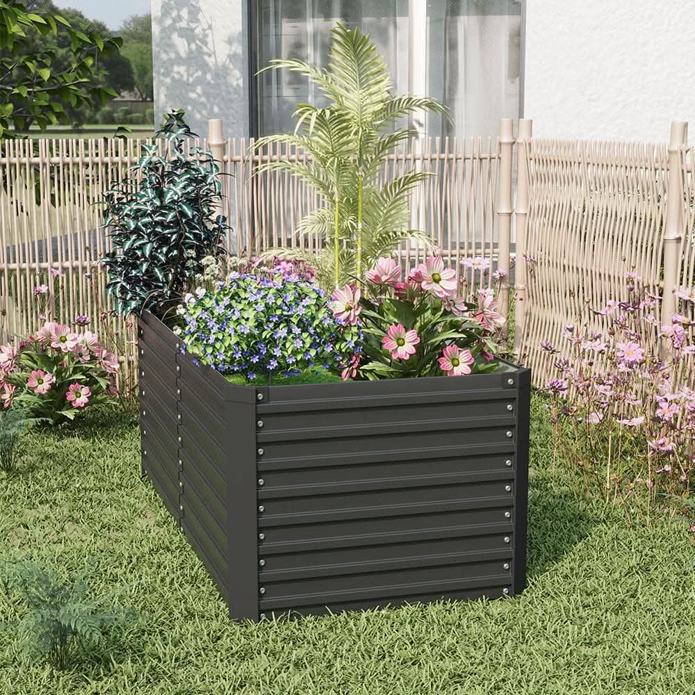 160×80×60CM Black Metal Raised Garden Bed