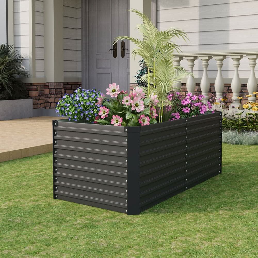 160×80×60CM Black Metal Raised Garden Bed