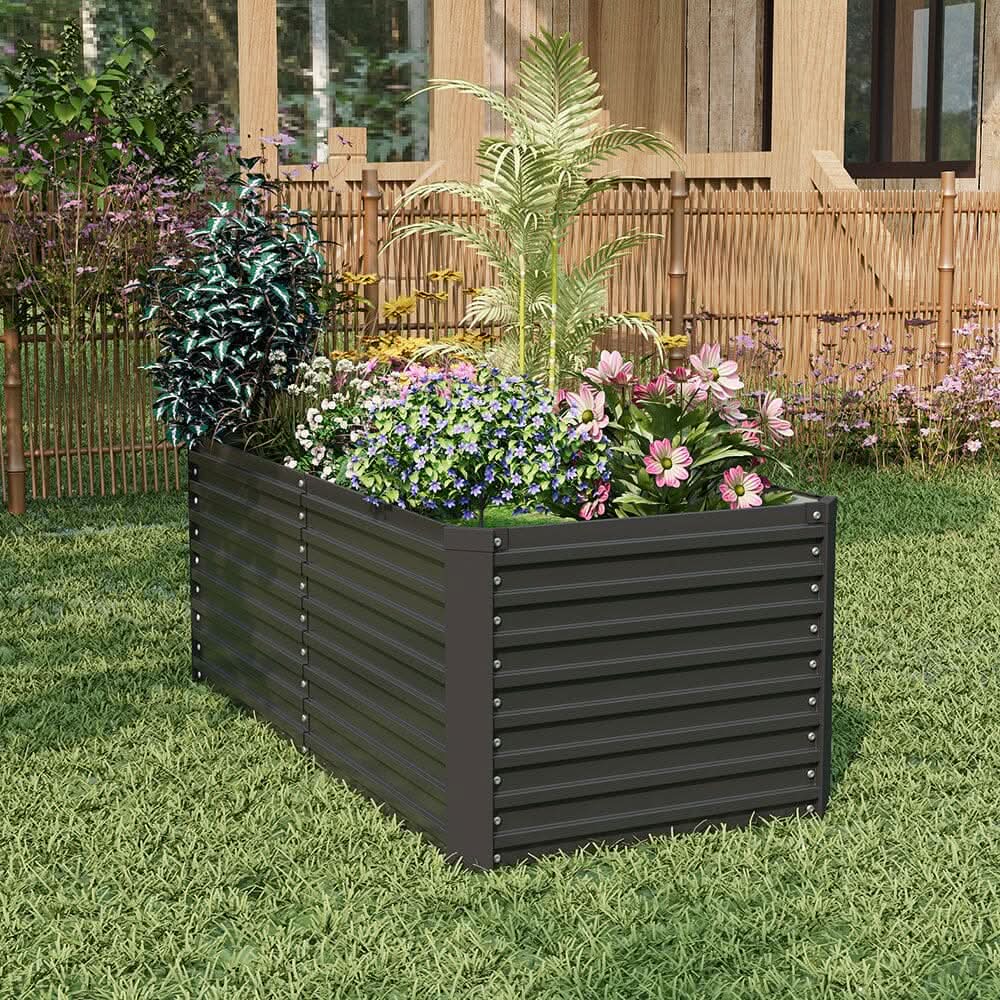 160×80×60CM Black Metal Raised Garden Bed