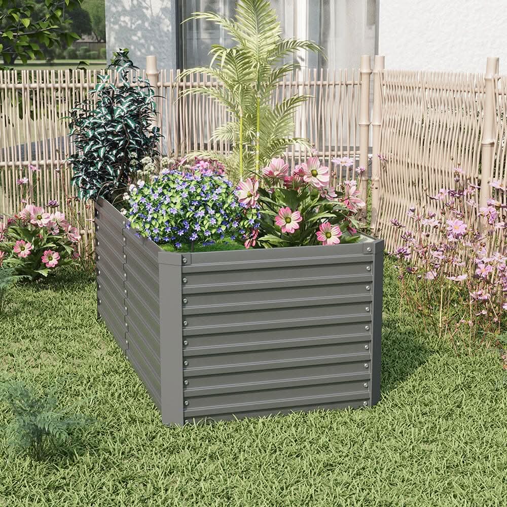 160×80×60CM Grey Metal Raised Garden Bed