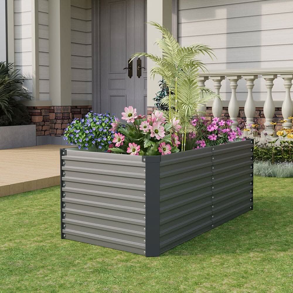 160×80×60CM Grey Metal Raised Garden Bed