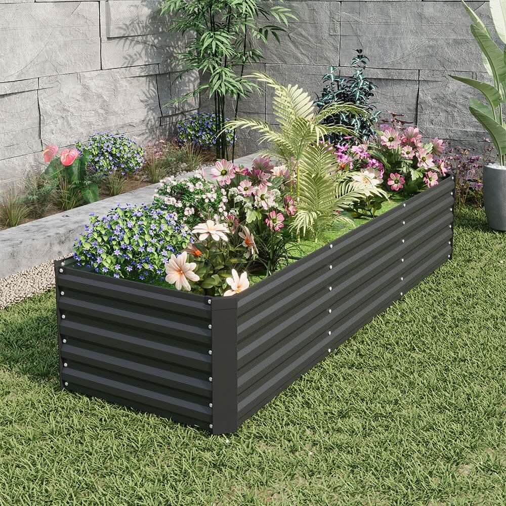240×80×45CM Black Metal Raised Garden Bed