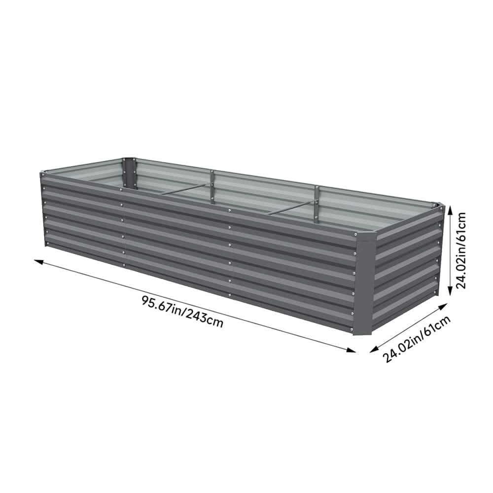 240×80×45CM Grey Metal Raised Garden Bed