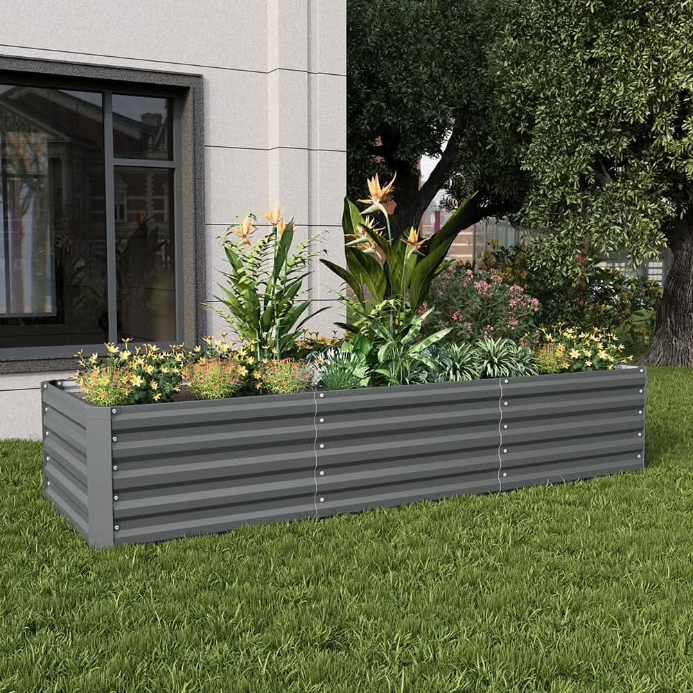 240×80×45CM Grey Metal Raised Garden Bed