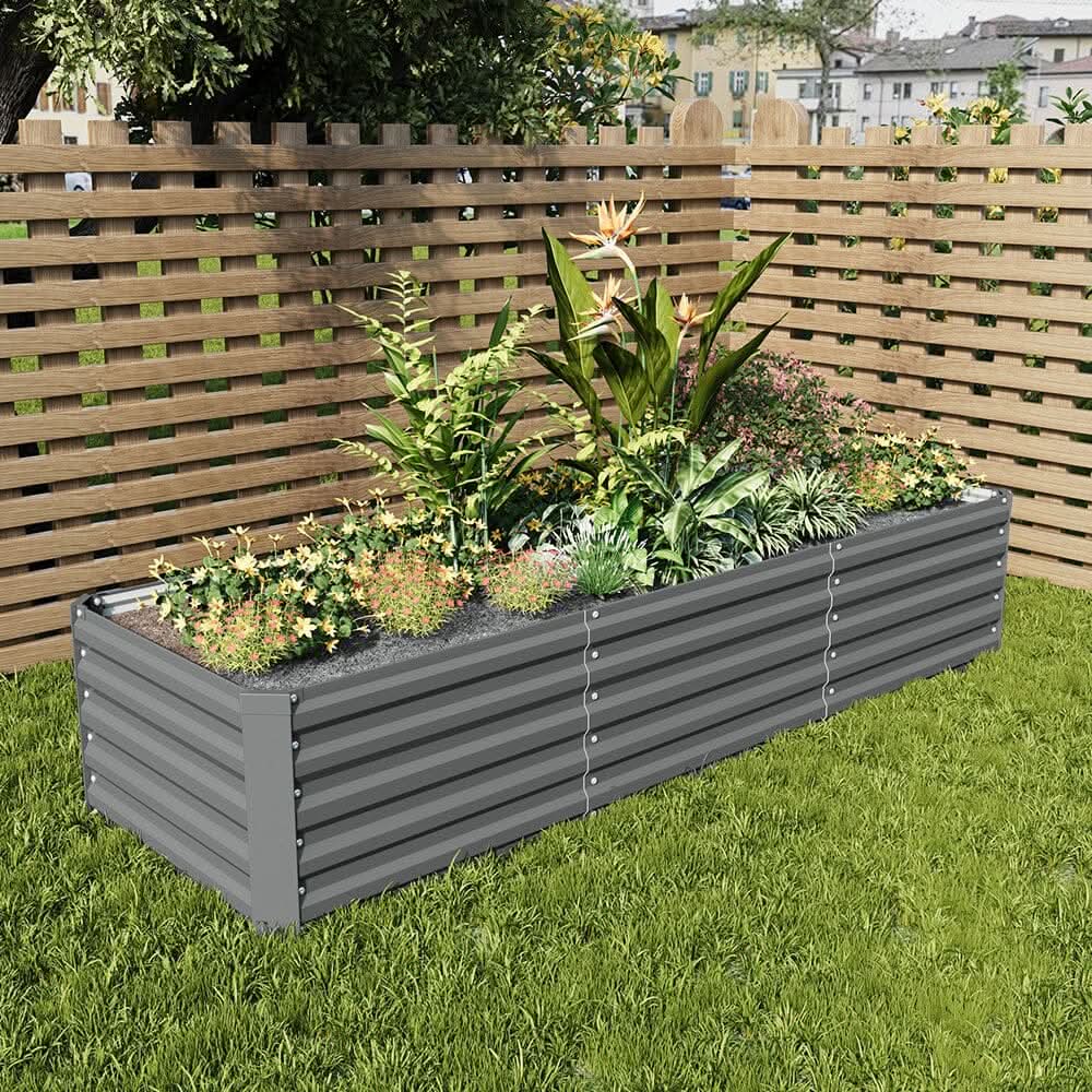 240×80×45CM Grey Metal Raised Garden Bed