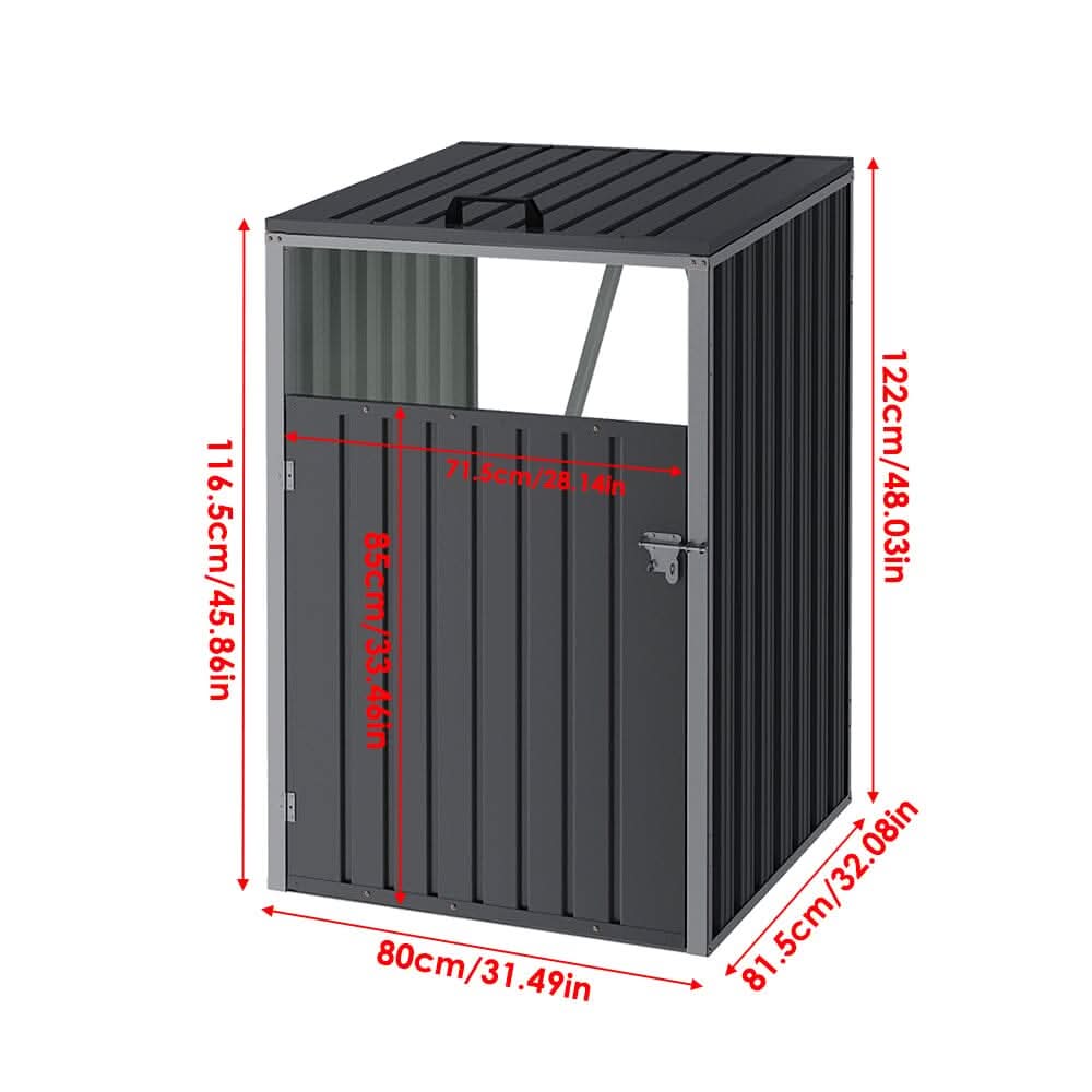 Metal Outdoor Bin Shed for 1/2/3/4 Trash Bins