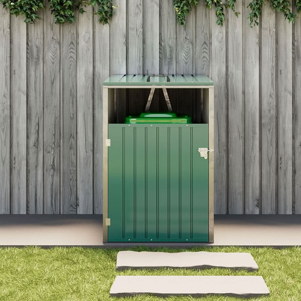Metal Outdoor Bin Shed for 1/2/3/4 Trash Bins