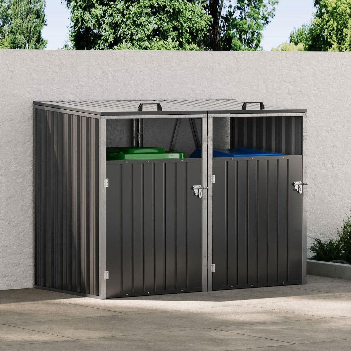 Metal Outdoor Bin Shed for 1/2/3/4 Trash Bins
