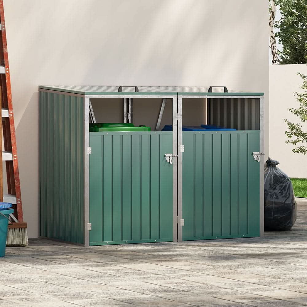 Metal Outdoor Bin Shed for 1/2/3/4 Trash Bins