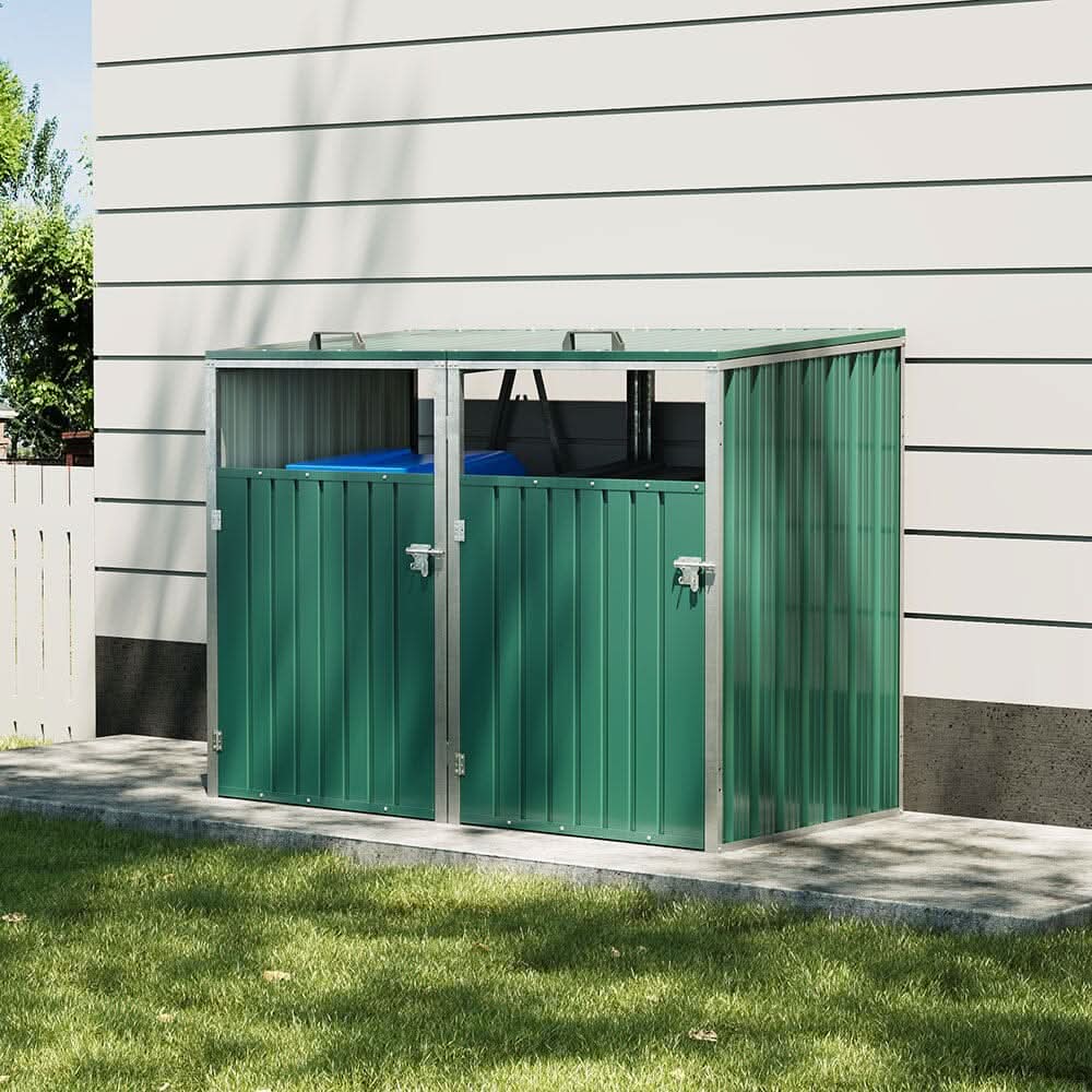 Metal Outdoor Bin Shed for 1/2/3/4 Trash Bins