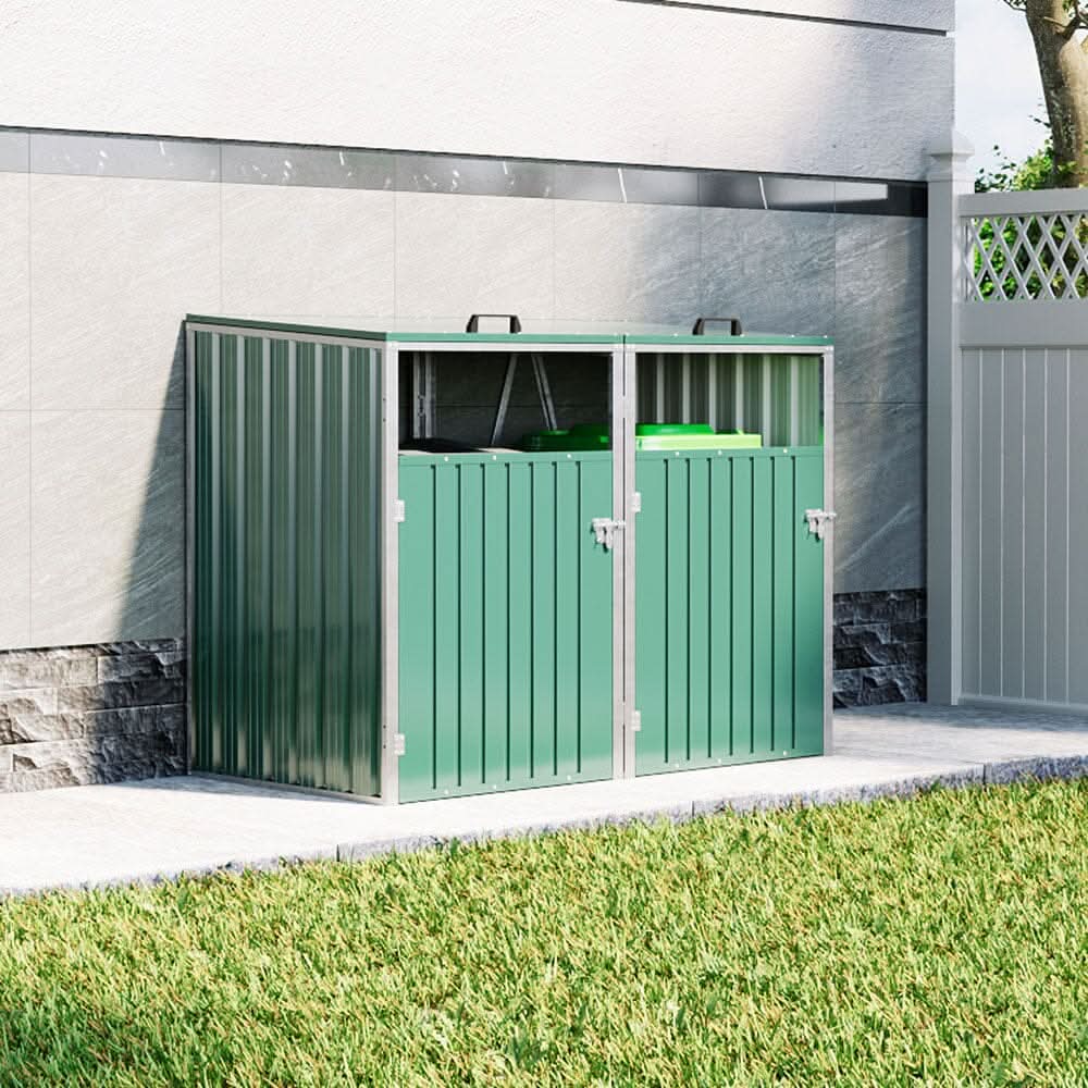 Metal Outdoor Bin Shed for 1/2/3/4 Trash Bins
