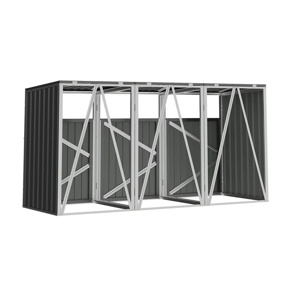 Metal Outdoor Bin Shed for 1/2/3/4 Trash Bins