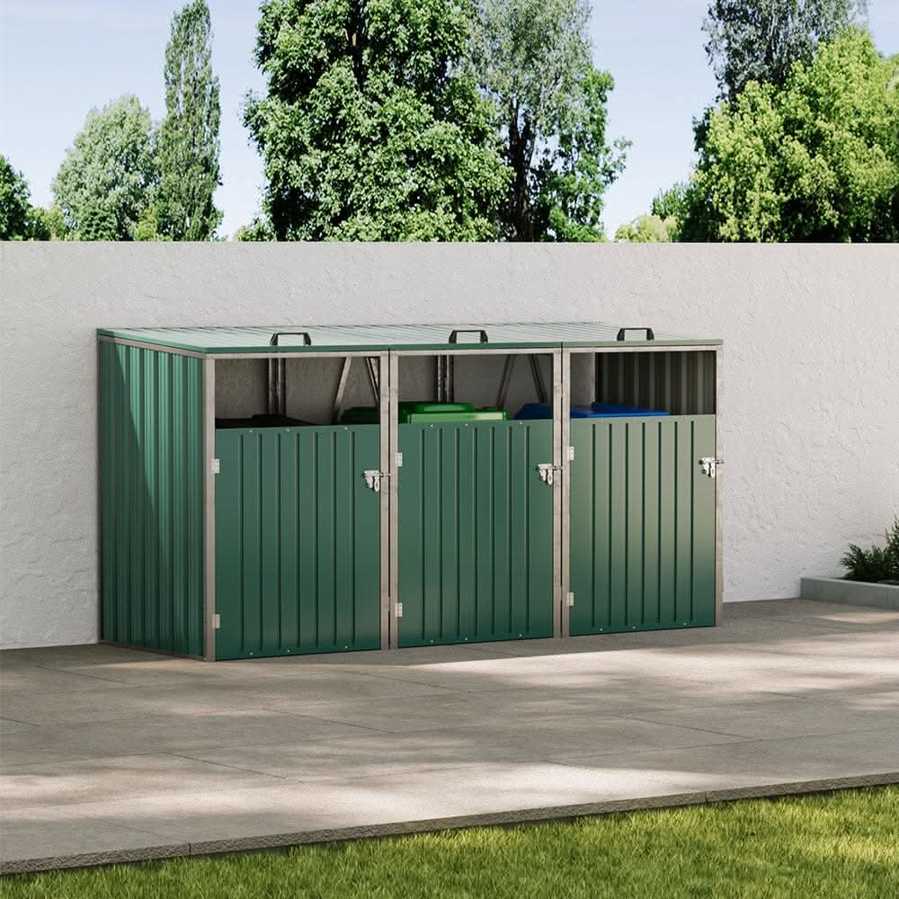 Metal Outdoor Bin Shed for 1/2/3/4 Trash Bins