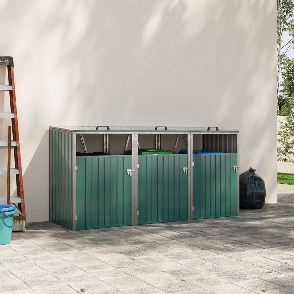 Metal Outdoor Bin Shed for 1/2/3/4 Trash Bins