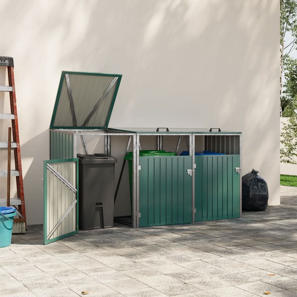 Metal Outdoor Bin Shed for 1/2/3/4 Trash Bins