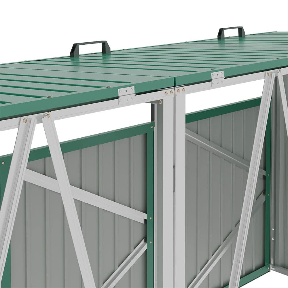 Metal Outdoor Bin Shed for 1/2/3/4 Trash Bins