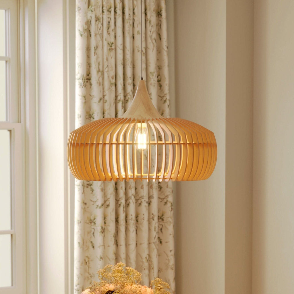 Lightsin Shadome-Handcrafted Wood Pendant Light for Kitchen Island and Modern Interiors