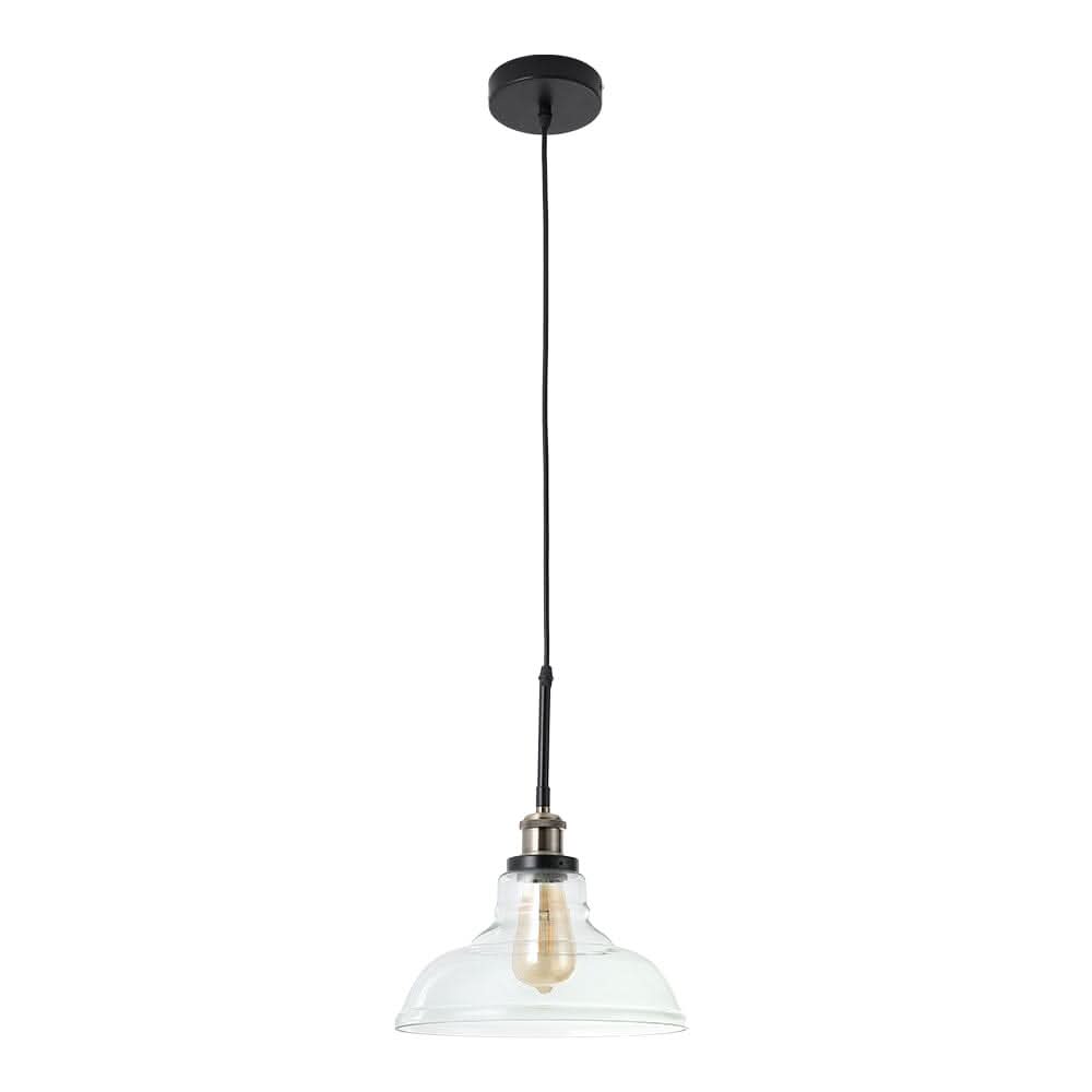 Modern Style Transparent Black Glass Single Light Pendant Light