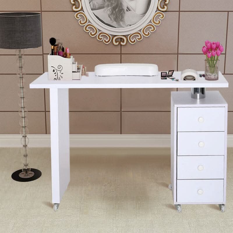 Professional Manicure Table Beauty Salon Nail Station with on Wheels 4 Drawers