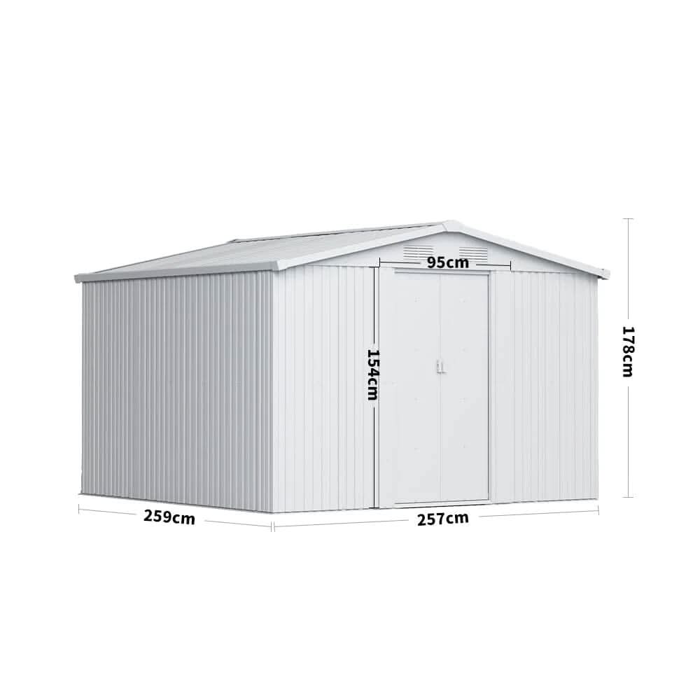 Waterproof 6x8/8x8/10x8/12x10ft Metal Shed with Gable Roof Charcoal Black/Green