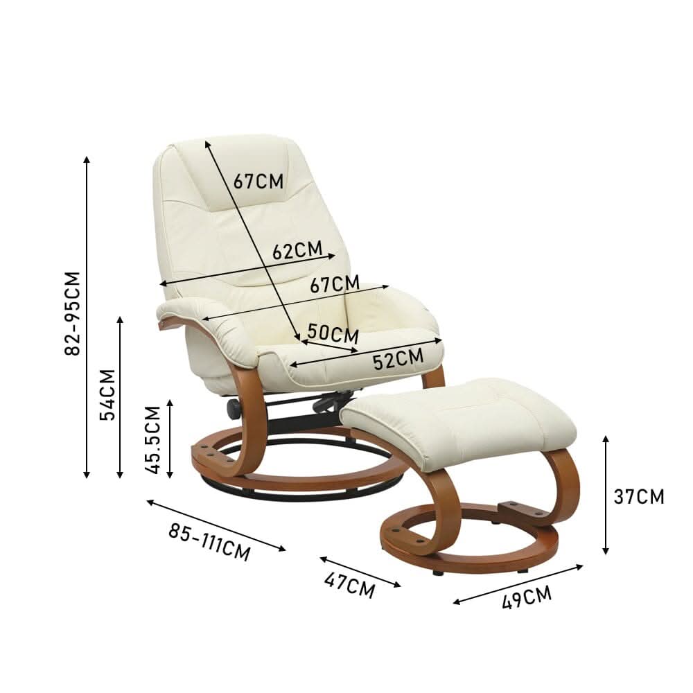 Leather Recliner Armchair with Footstool PU High Back