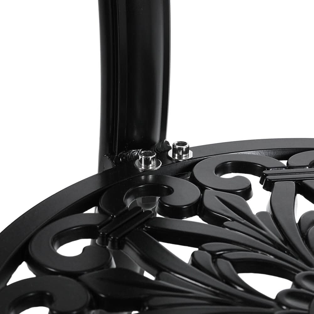 Black Cast Aluminum Round Patio Dining Table with Umbrella Hole