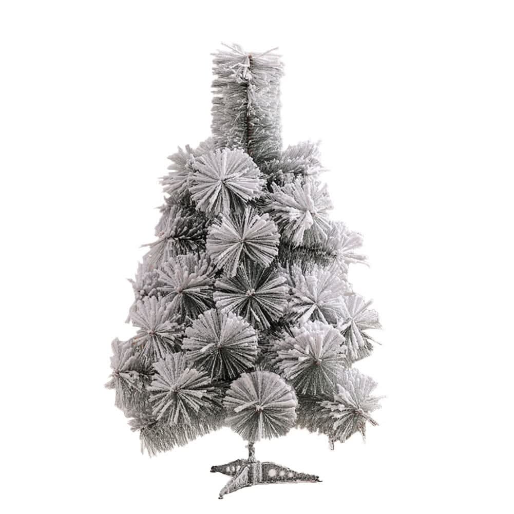 60cm Snow-Flocked Pine Needle DIY Christmas Tree with Ornaments & Warm Light String