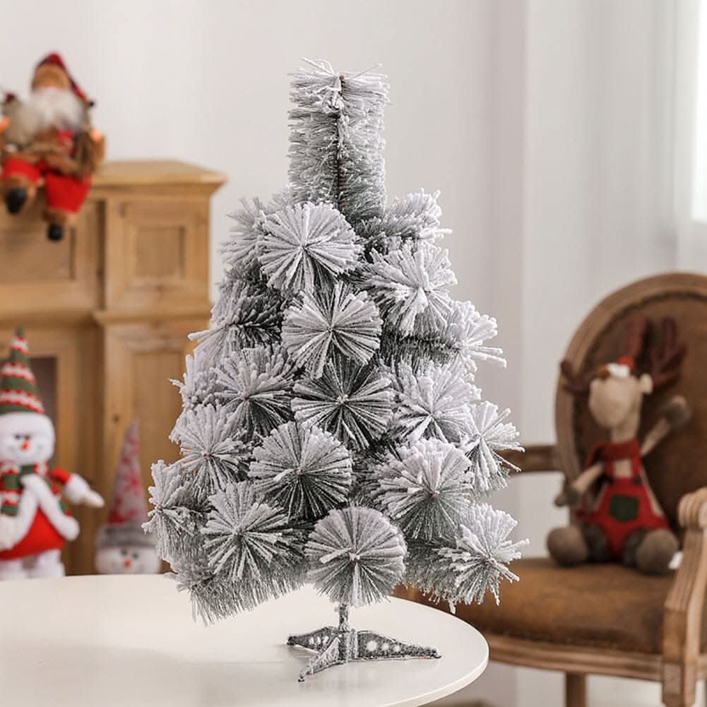 60cm Snow-Flocked Pine Needle DIY Christmas Tree with Ornaments & Warm Light String