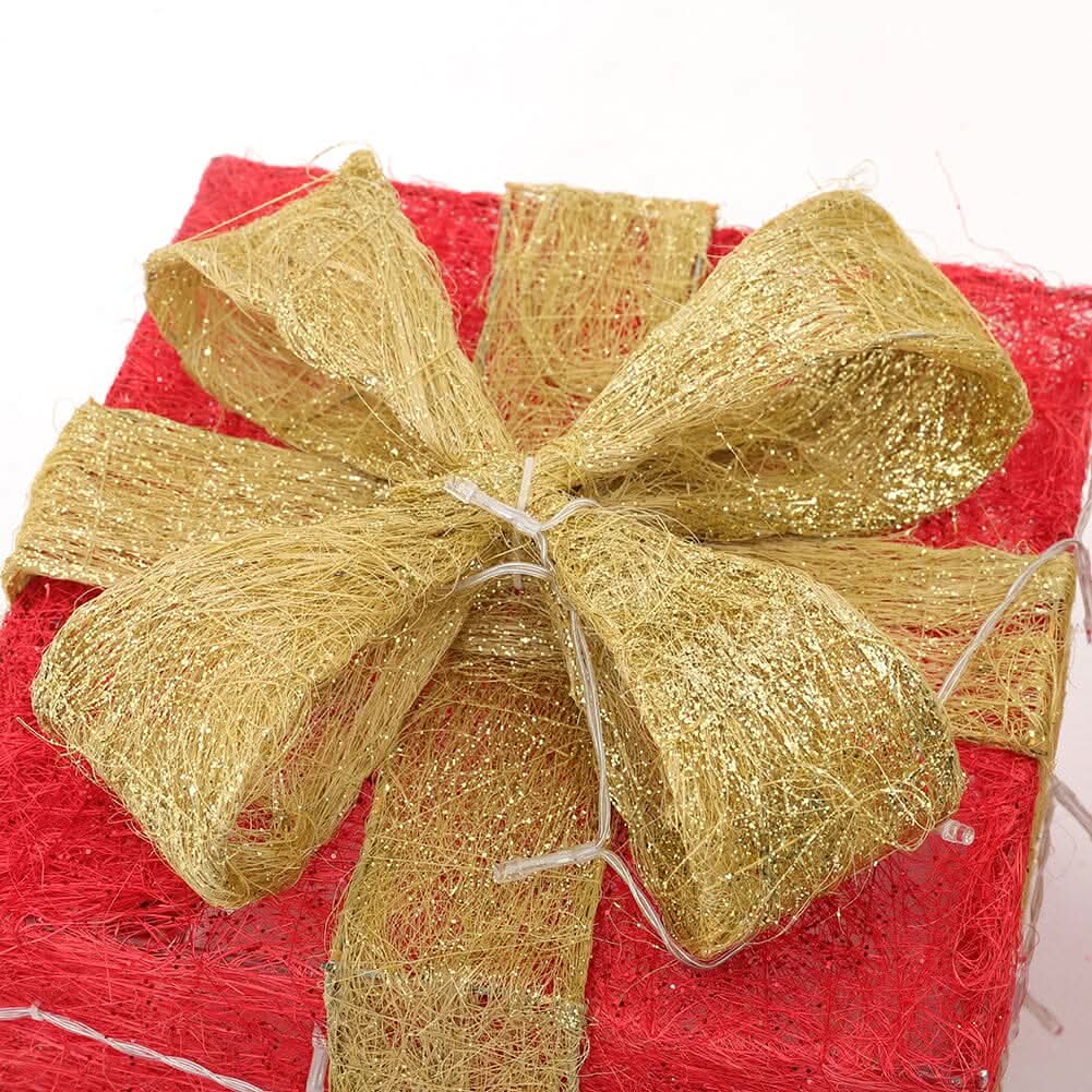 3pcs Christmas Gift Box Accessory Set with Light Strips