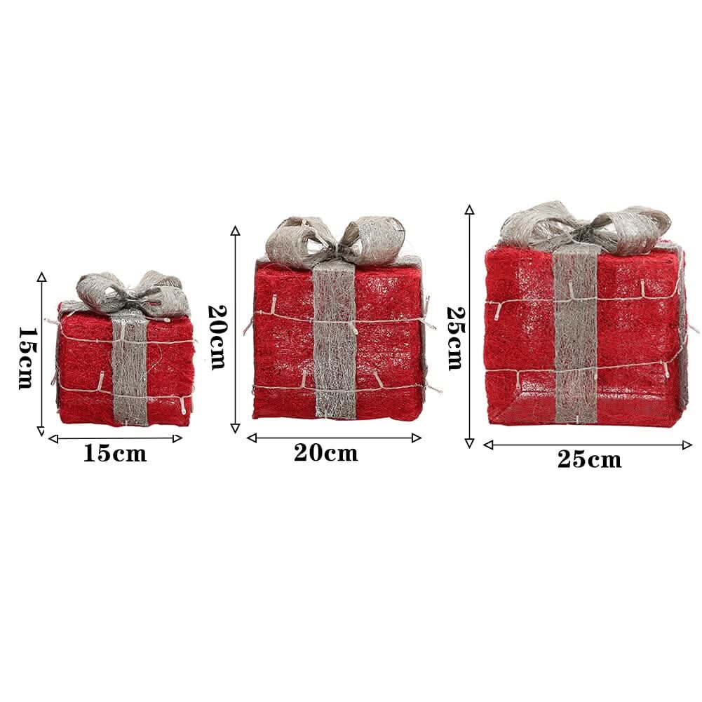 Pre-Lit White Christmas Gift Box Set with Warm Lights