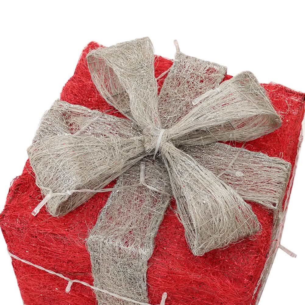 Pre-Lit White Christmas Gift Box Set with Warm Lights