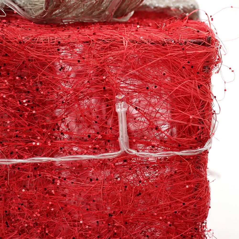 Pre-Lit White Christmas Gift Box Set with Warm Lights
