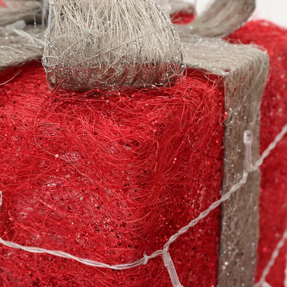 Pre-Lit White Christmas Gift Box Set with Warm Lights