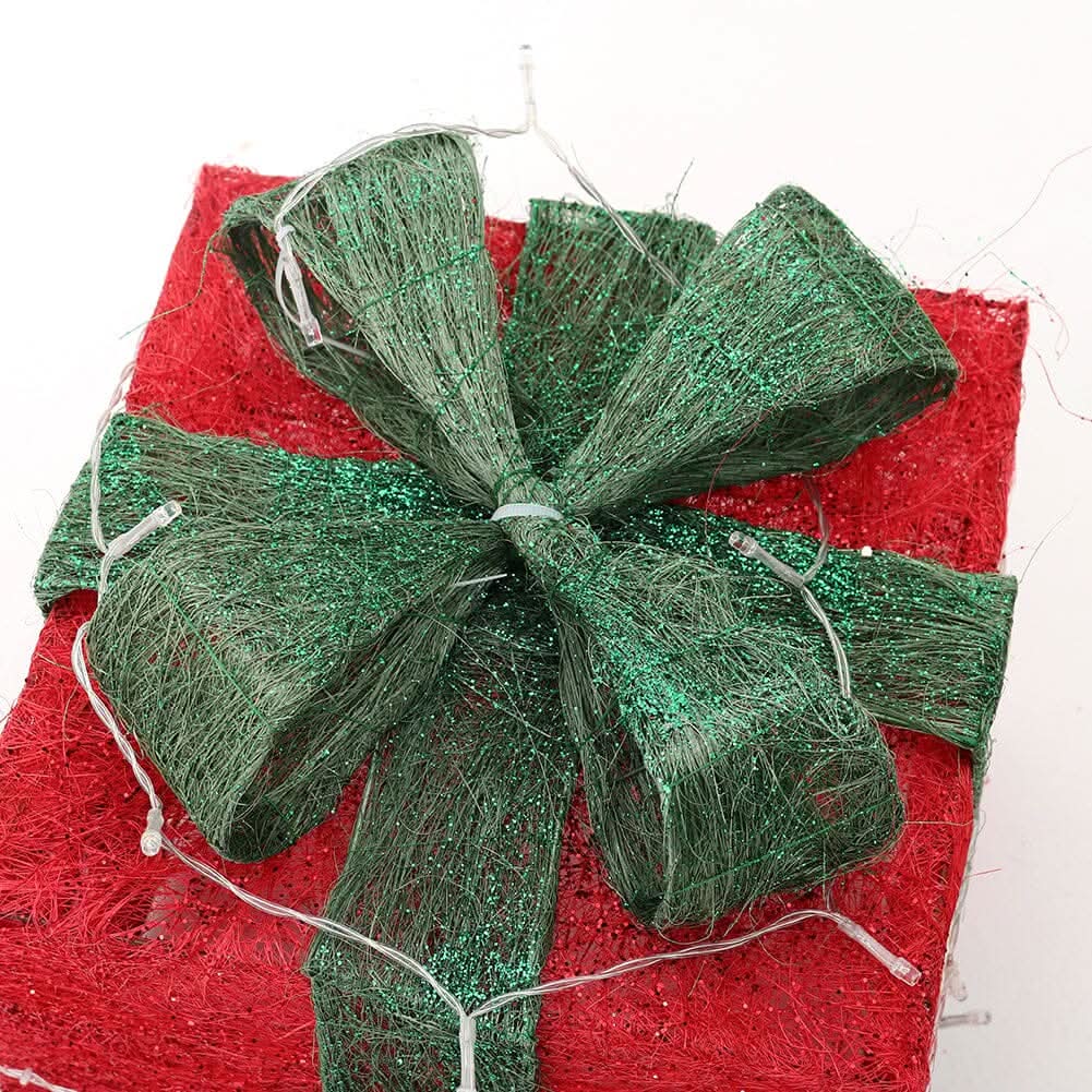Pre-Lit Green Christmas Gift Box Set with Warm Lights