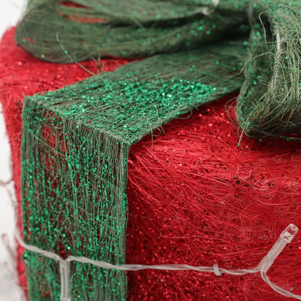 Christmas Gift Box Set with LED Lights - 4 Pieces (15/20/25/30cm)