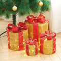 4-Piece Lighted Gold Jute Christmas Round Ornaments (15/20/25/30cm)