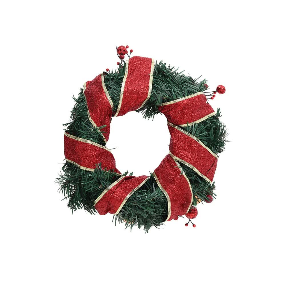 Red Wreath 30cm with 3m Light String
