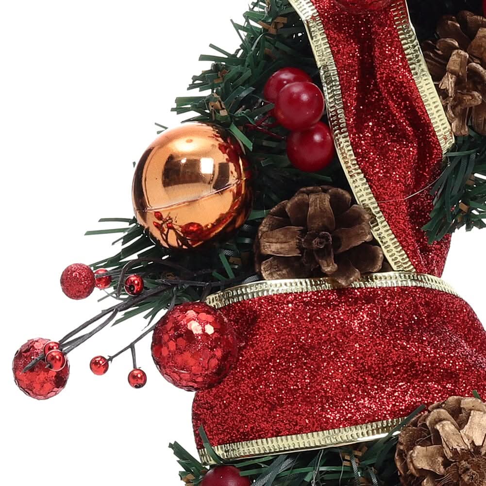 Red Wreath 30cm with 3m Light String