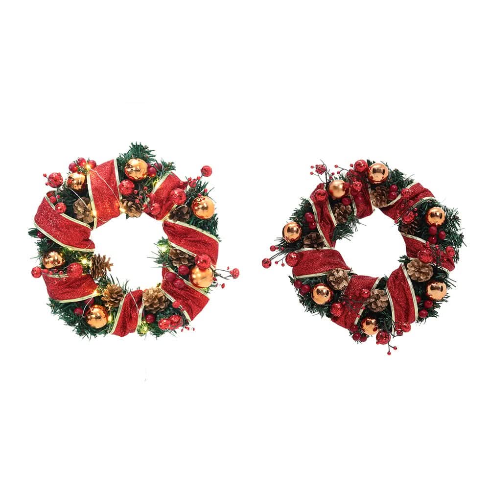 Red Wreath 30cm with 3m Light String