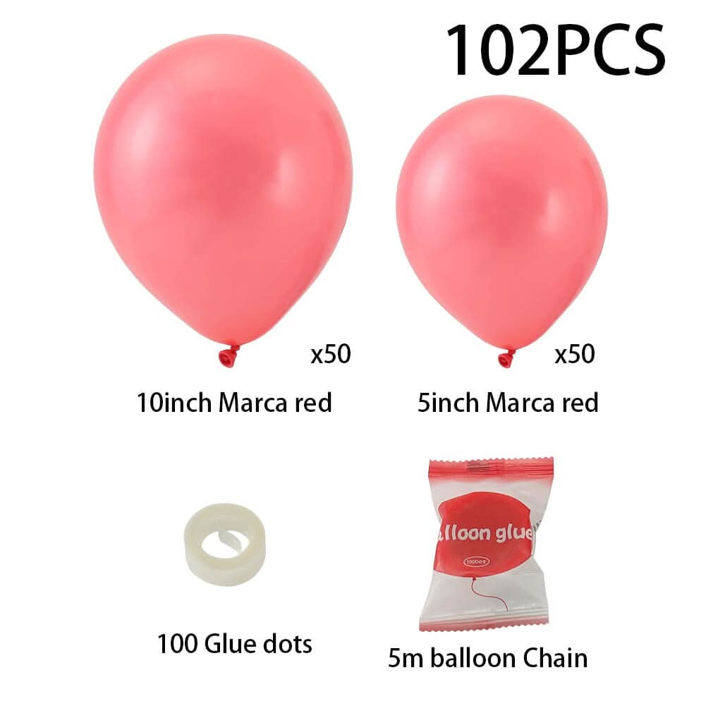 100pcs Wedding Macaron Monochrome Balloon Chain Set-Red