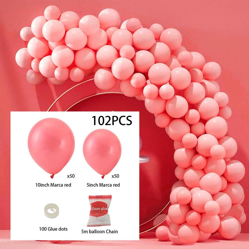 100pcs Wedding Macaron Monochrome Balloon Chain Set-Red