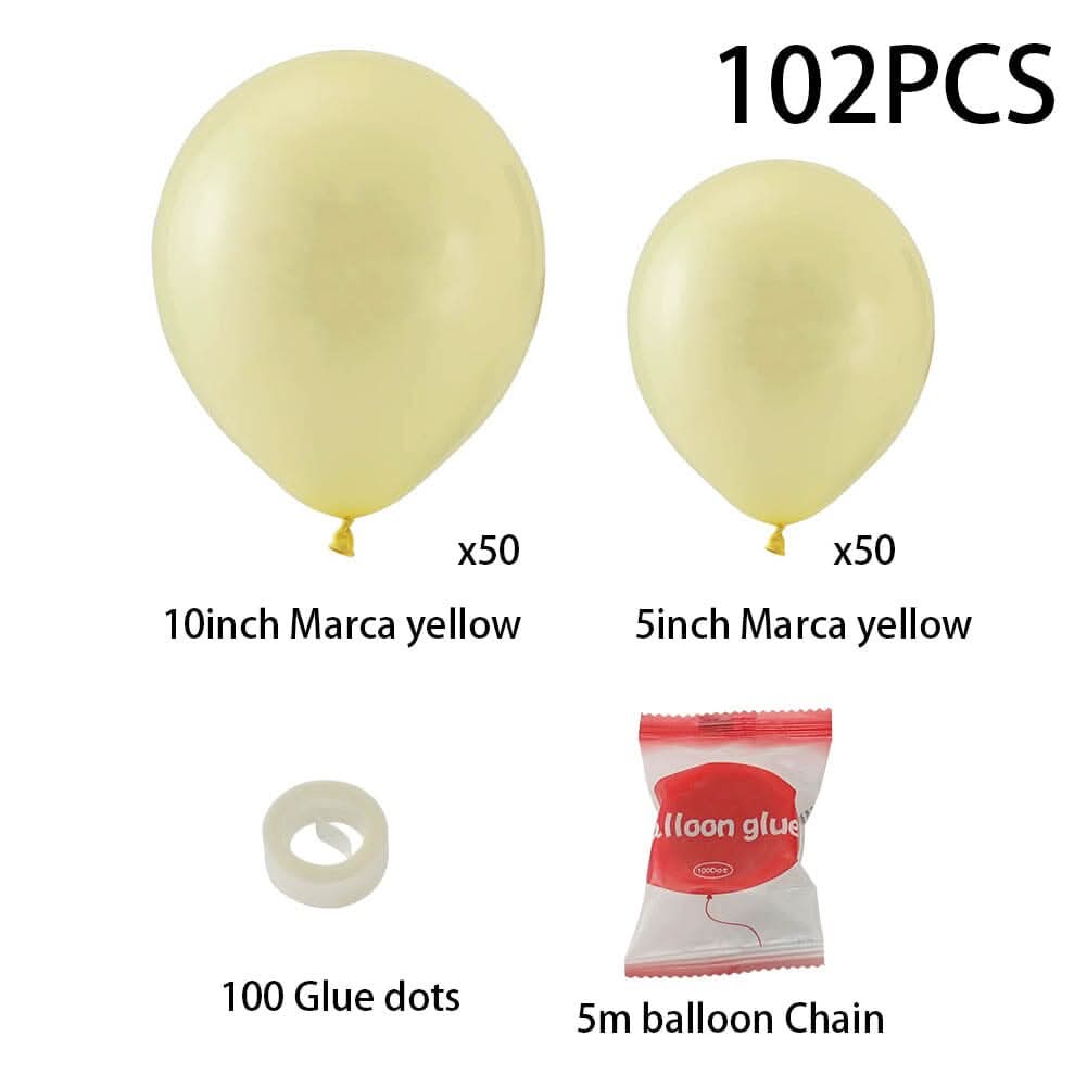 100pcs Wedding Macaron Monochrome Balloon Chain Set -Yellow