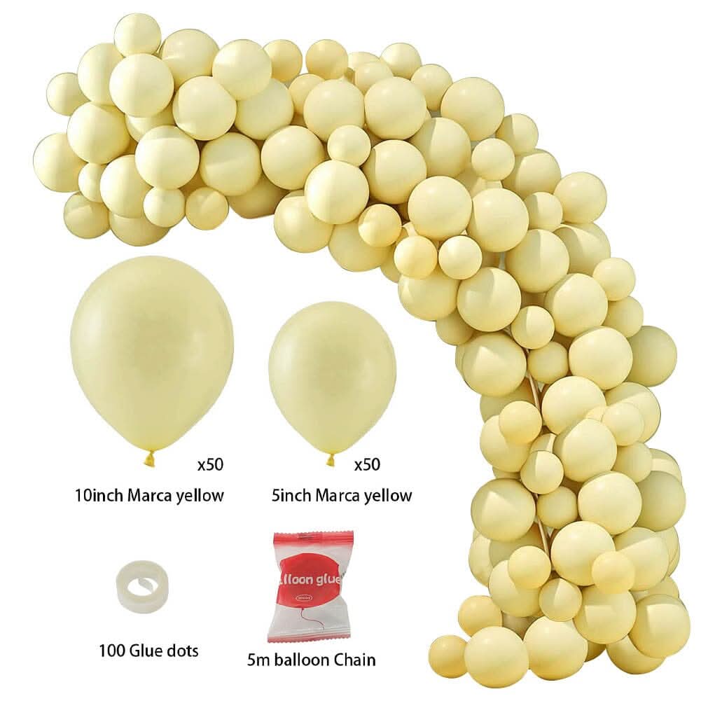 100pcs Wedding Macaron Monochrome Balloon Chain Set -Yellow